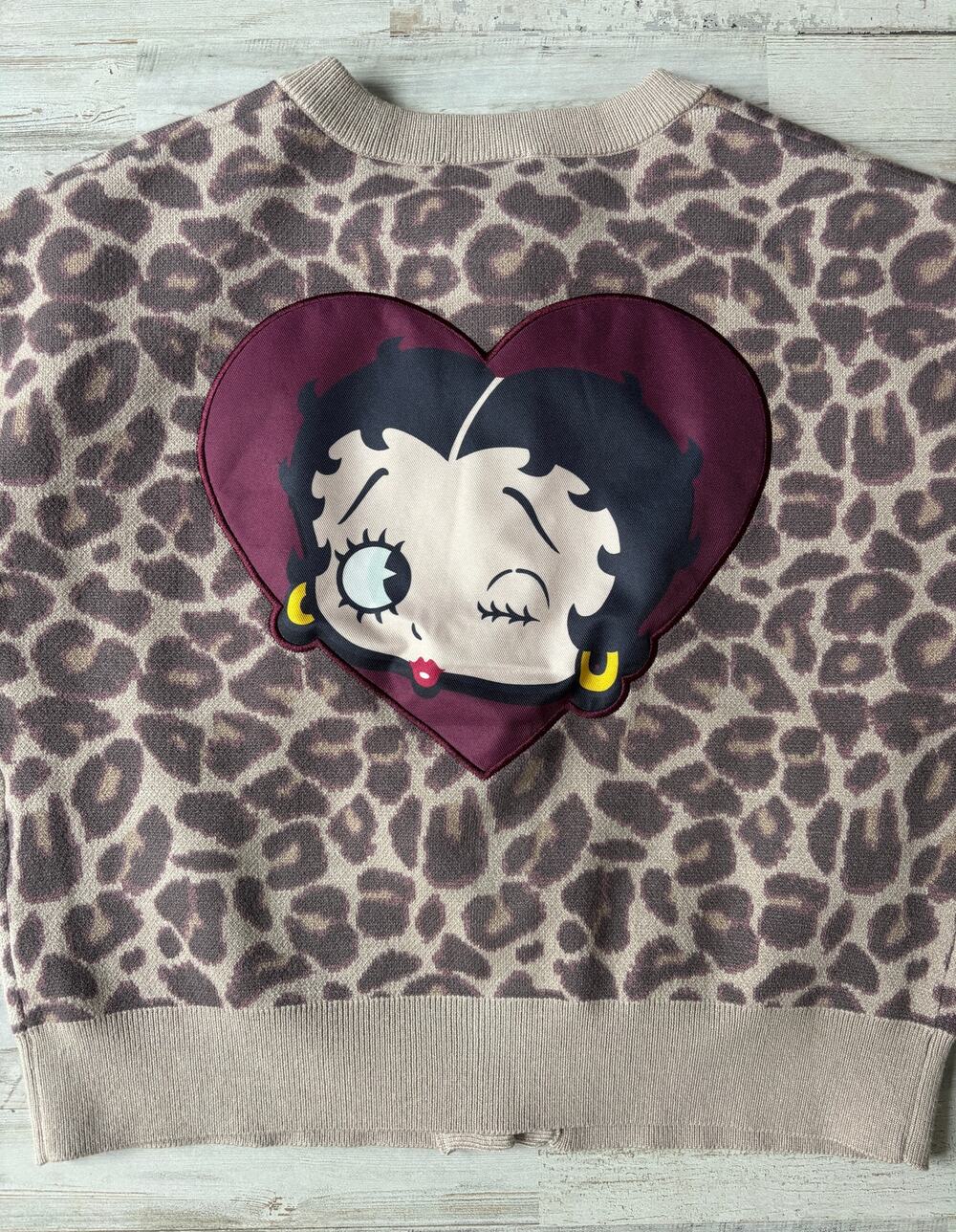 Betty Boop HTF Brand New Small Leopard Beige/Brown Cardigan NWT